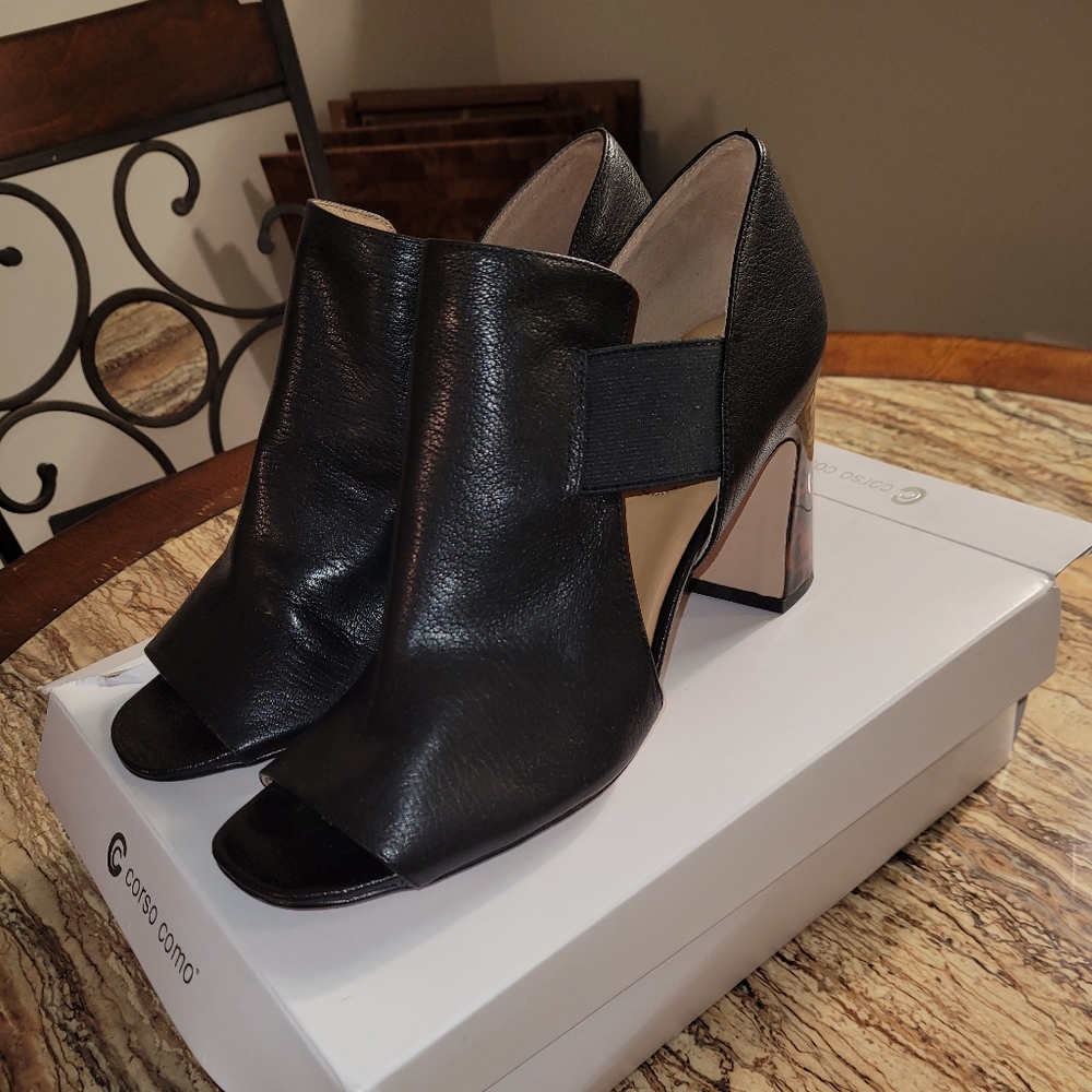 Genuine Leather Black Chunky Heel 👠